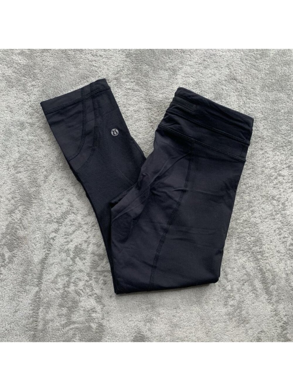 Lululemon Run Inspire Crop Leggings Womens 4 Black Workout Gym Athleisure Active